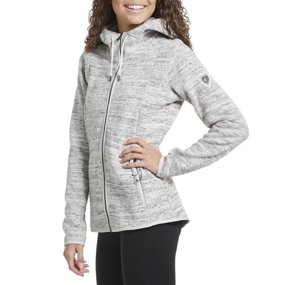 Kuhl Ascendyr Hooded Fleece Jacket Ash Gray Full Zip Womens Size Large_2